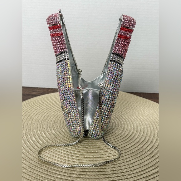 Champagne Bottle Rhinestone Encrusted Clutch w/ Chain – Sweet Bubbly Edition - Picture 6 of 12